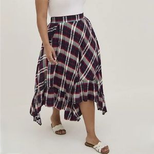Torrid Hanky Hem Maxi Skirt - Challis Plaid Black